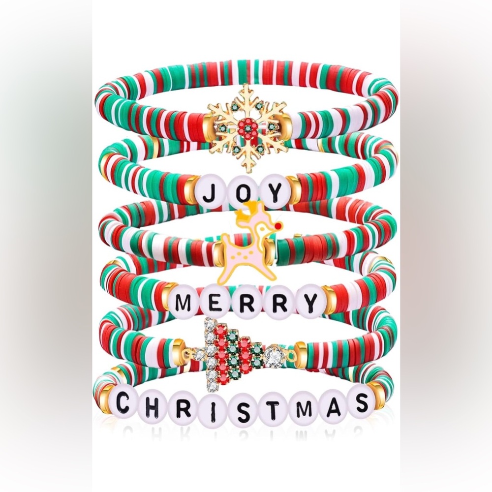 6 Packs Christmas Bracelets for Women Men Teens Joy Merry Christmas